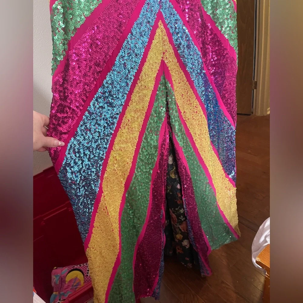 Nasty Gal Multicolor Sequin Chevron Jumpsuit - Pink, Green, Blue, Gold - Picture 5 of 8